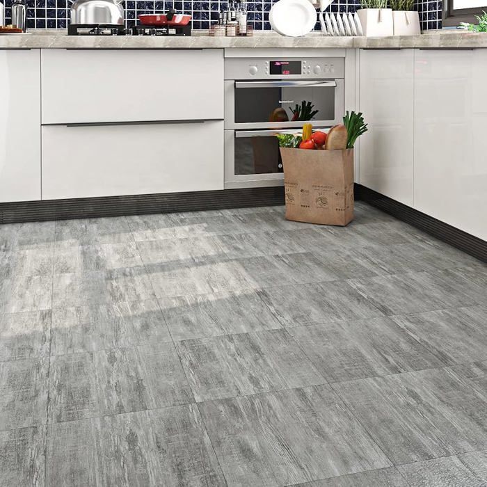 Suelo adhesivo de PVC imitación madera, suelo adhesivo de linóleo impermeable, suelo adhesivo para baño, tablero adhesivo de PVC, suelo de madera gris, 4 suelos de PVC