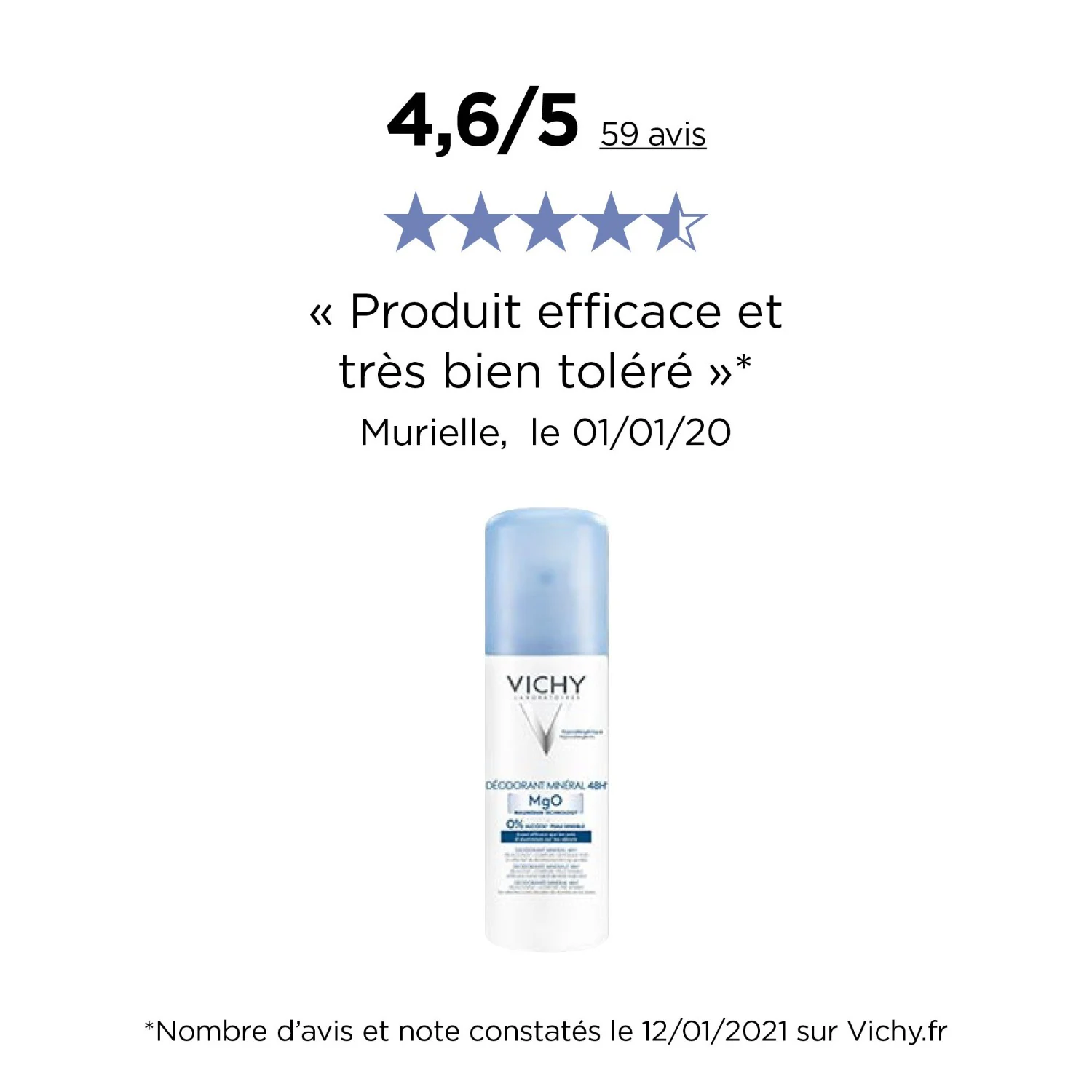 Vichy Lot*2 deodorant aerosol sans sel d'alu minéral 48h