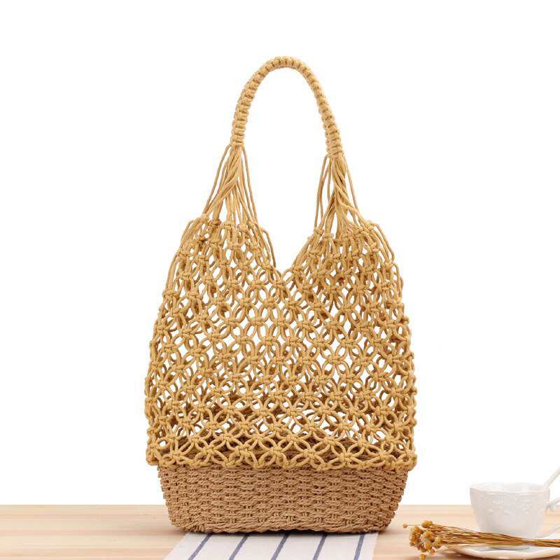 Sac à bandoulière ajouré, tissé et fait main, de haute qualité.