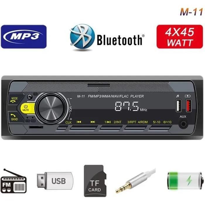 Radio para coche PRUMYA 1DIN con Bluetooth, USB, AUX, FM, BT 5.0, entrada para tarjeta TF, llamadas manos libres y control por voz.