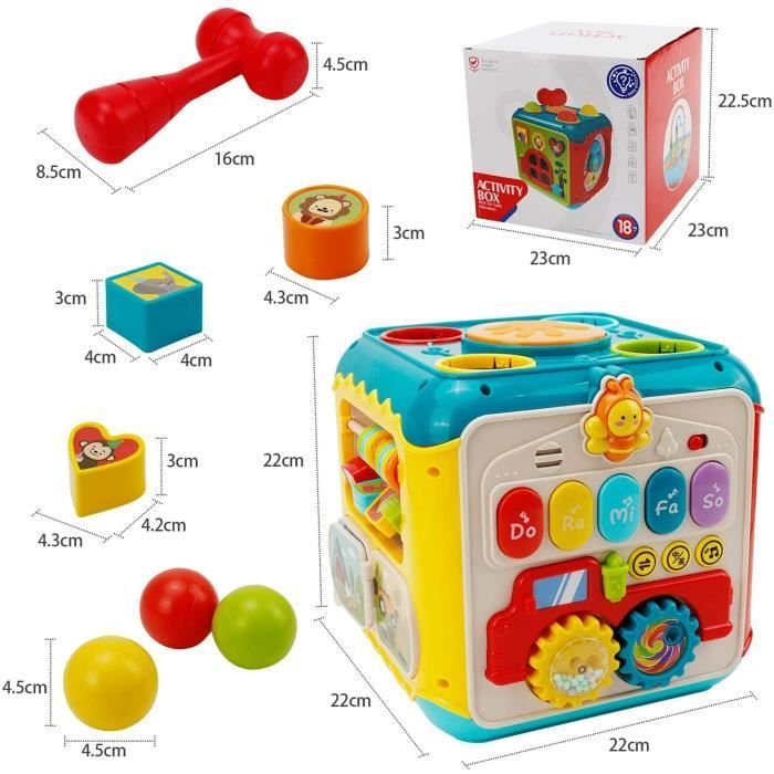 Jouet Musical - Cube d'Activité - 7 en 1 - Éducatif - Sons et Lumières - Cadeau de Noël