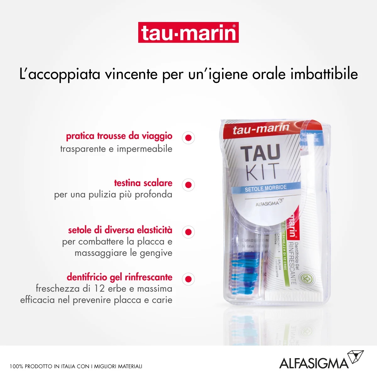 ALFASIGMA TAU MARIN Tau-Marin Soft Zahnbürsten-Set + 20 ml Kräuter-Erfrischungs-Gel-Zahnpasta