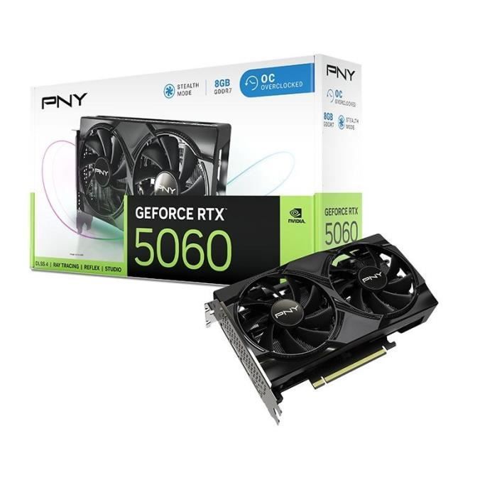 PNY - Scheda grafica - GEFORCE RTX™ 5060 - 8GB - Overclockata - Doppia ventola - DLSS 4