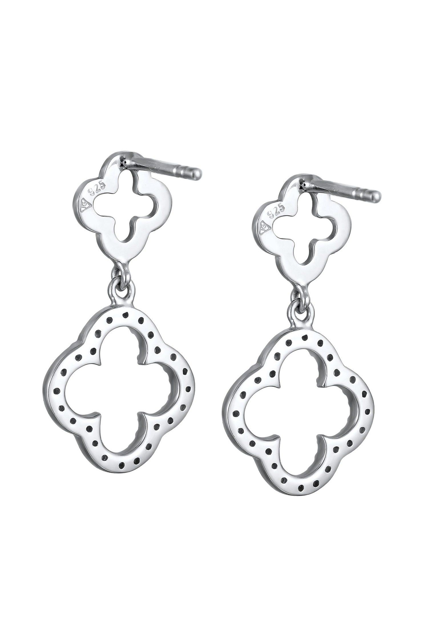 Elli Elli Clous d'oreilles Femmes Trèfle Zirconia Taille Diamant Blanc Argent Sterling 925 Soirée Festive