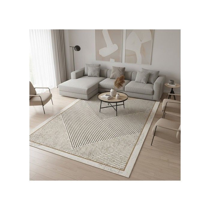 Tapis - MELIS HOME - Chevrons - Beige/Taupe - Lavable - Antidérapant 7 mm