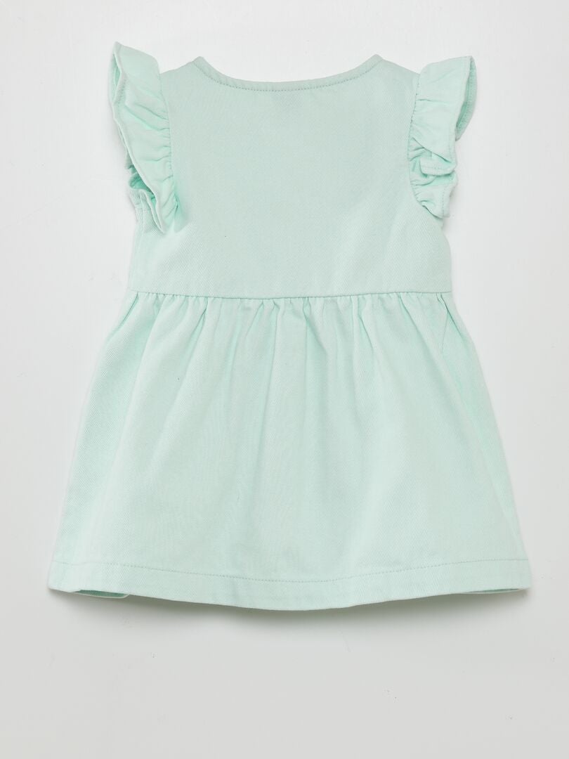 Vestido evasê com babados - azul