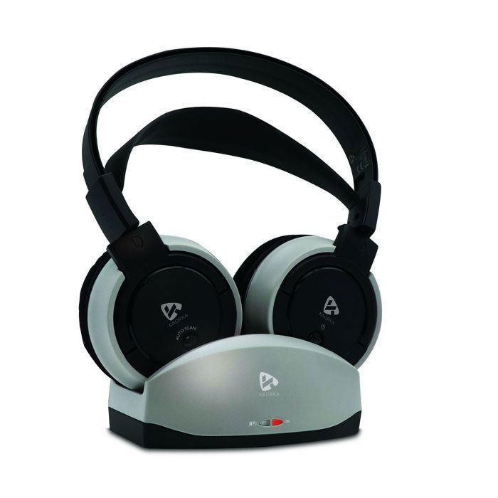KAORKA 474079 Wireless TV Headphones - Circumaural - Volume Control - 70 Meter Range - Charging Base - Black