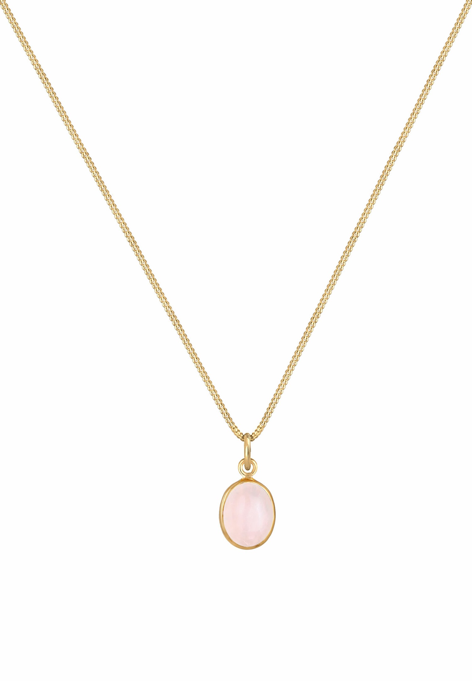 Elli Femmes Pendentif Solitaire Basique Élégant avec Quartz Rose en Argent Sterling 925