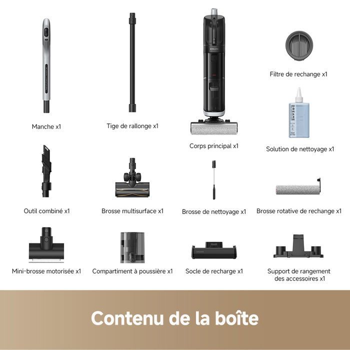 Dreame H14 Dual Aspirateur Laveur- 18kPa Aspirateur eau et poussieres, Aspirateur fonctionnel multisurfaces 5-en-1, Max 75Min