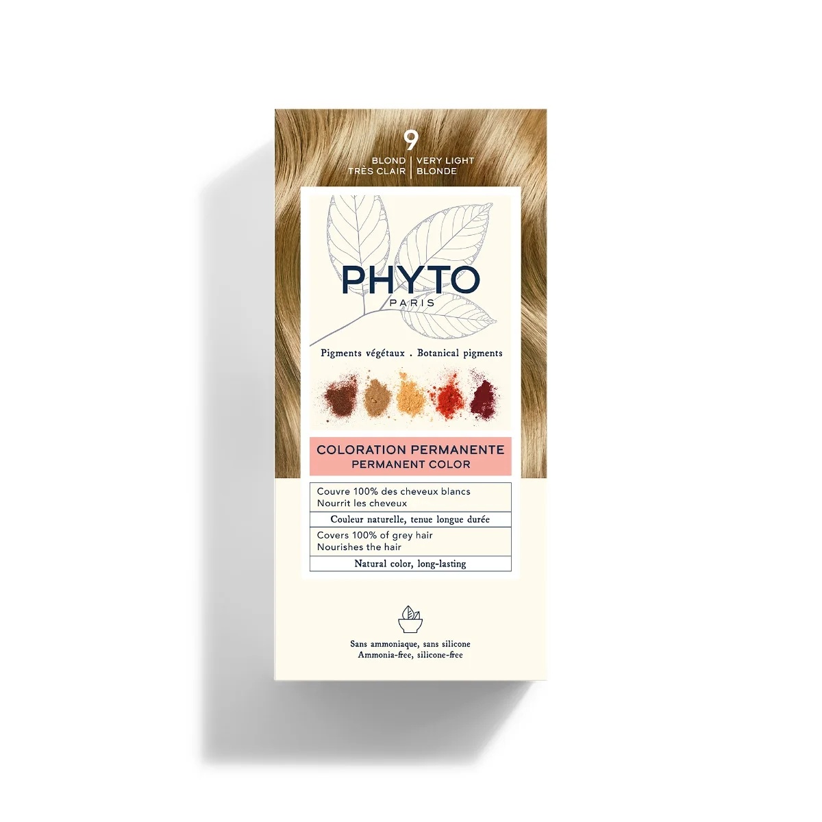 PHYTO Phytocolor 9 Tinte permanente rubio muy claro sin amoníaco 100% cobertura de canas