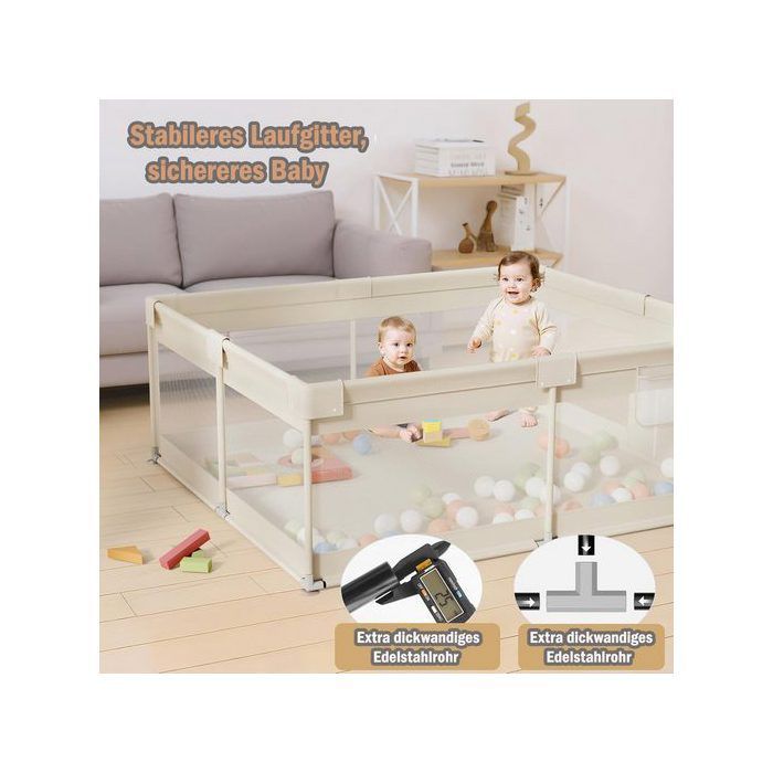 Box per bambini 175x150 cm, area gioco sicura per bambini con struttura in rete, ideale per uso interno.