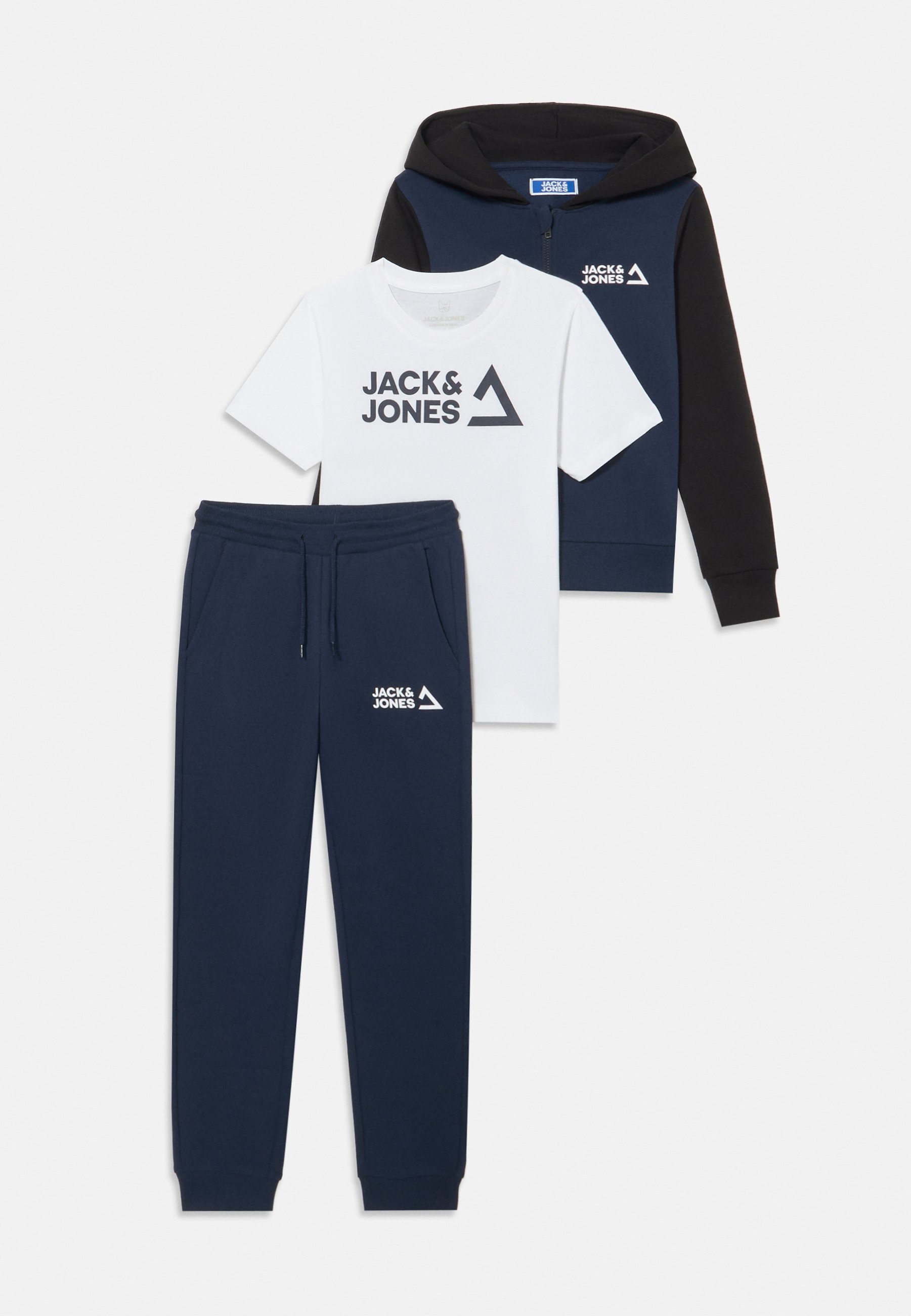 Jack & Jones Junior JJKAI ZIP HOOD SET - Sweatshirt met rits - marineblauw/wit