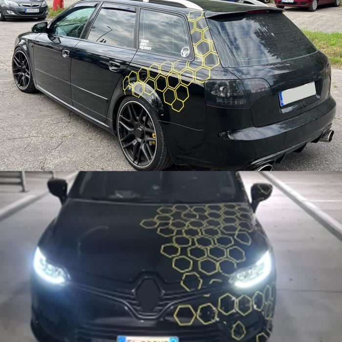 Autocollants graphiques en nid d'abeille en PVC pour voiture, rouge, latéraux de carrosserie et décoration automobile