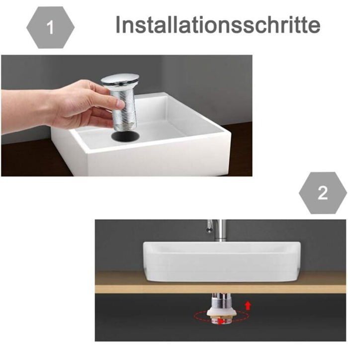 Desagüe automático para lavabo - MICH - Sin rebosadero - Universal - Cobre cromado - Antierosión - Antiabrasión