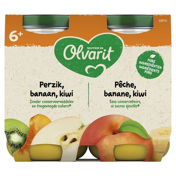 Olvarit 6+M kaša od breskve, banane i kivija<br>2 x 200 g