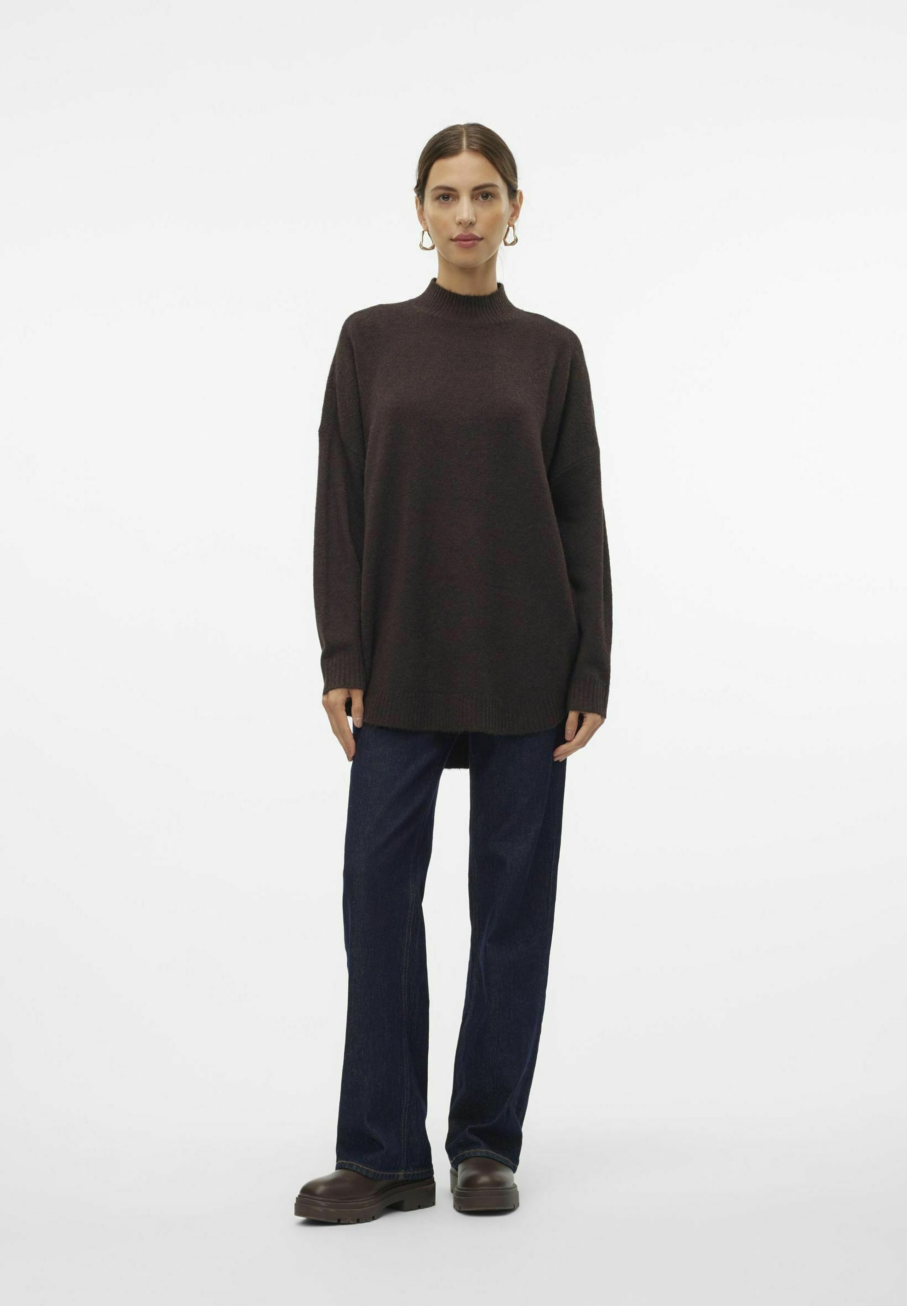 Vero Moda VMPLAZA LS HIGHNCK LONG GA NOOS – Pullover – Schokoladentorte