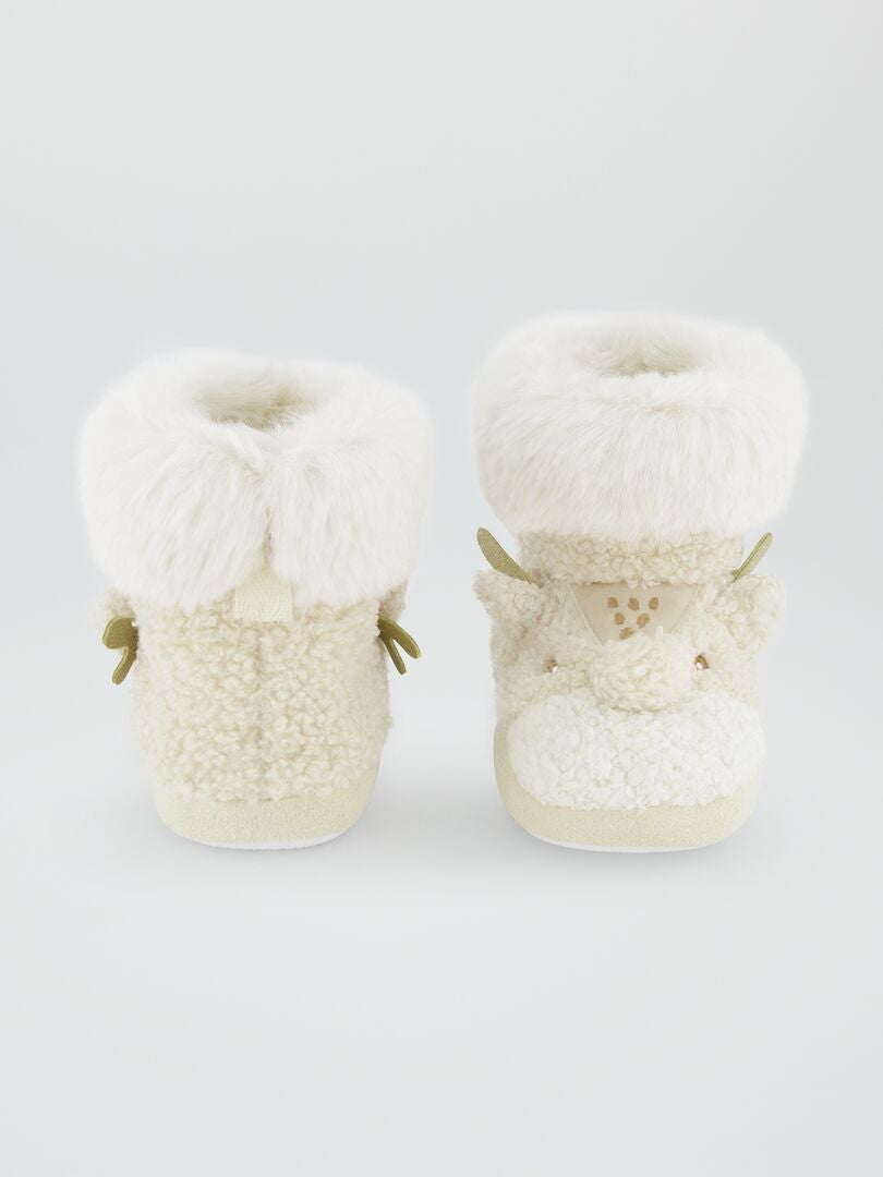 Pantufas de Natal com estampa de rena - BEGE