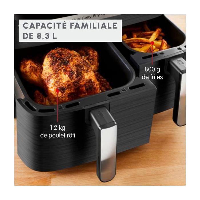 Moulinex Dual Easy Fry & Grill, Air fryer et gril, 8,3L, 2 tiroirs,8 programmes prédéfinis, EZ905B20