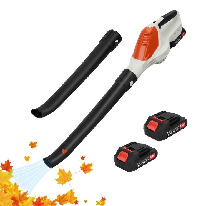 24V draadloze bladblazer - Fianao - 5 instelbare snelheden - 240 km/u - 1500 mAh - 82x20x16 cm - Wit