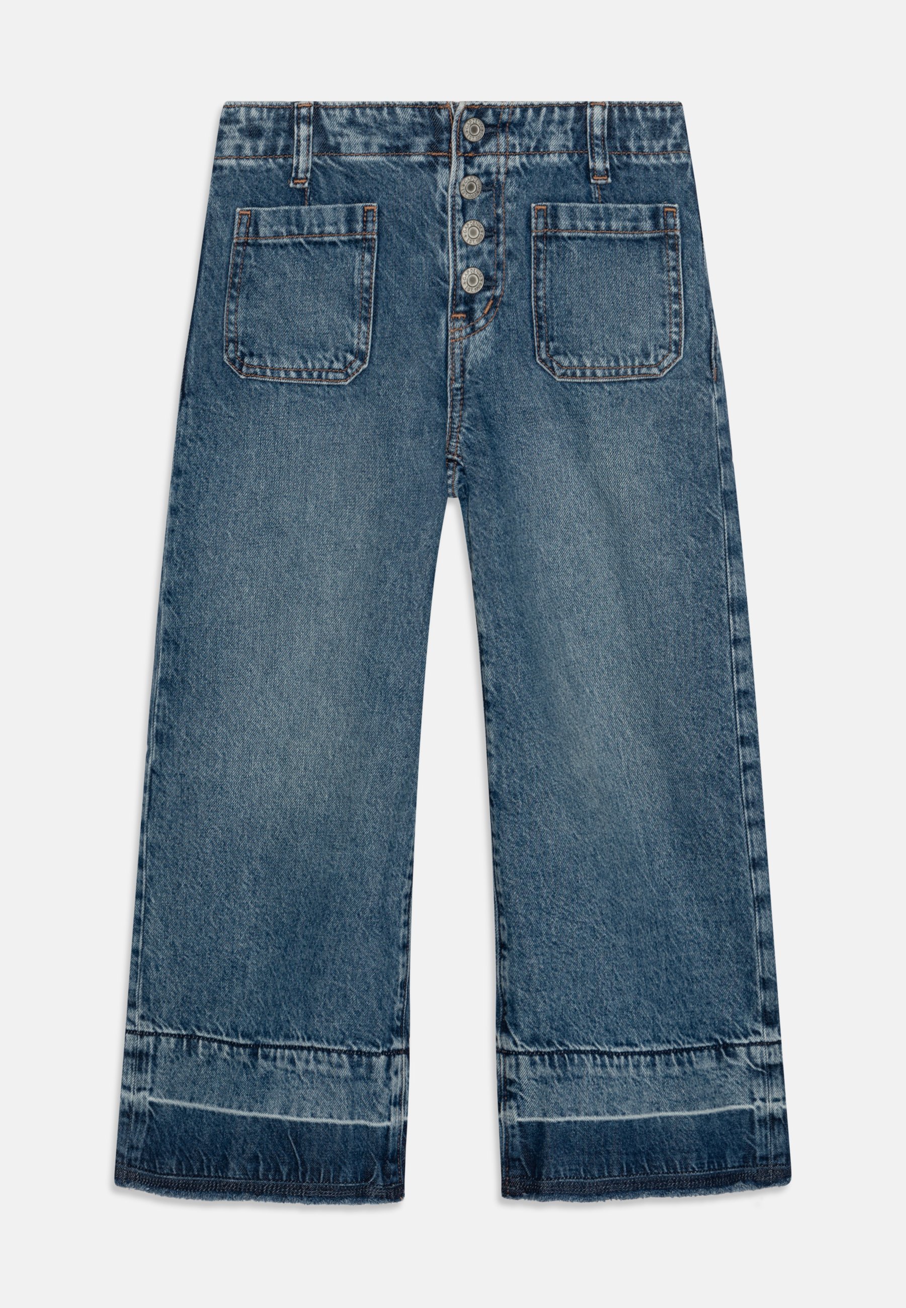 GAP KIDS HIGH RISE STRIDE WIDE-LEG ANKLE JEANS - Rechte pijpen - medium wassing