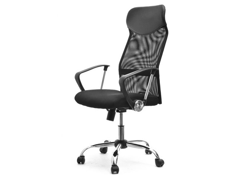Fotel-Biurowy Oslo Czarny Mesh, Podstawa Chrom