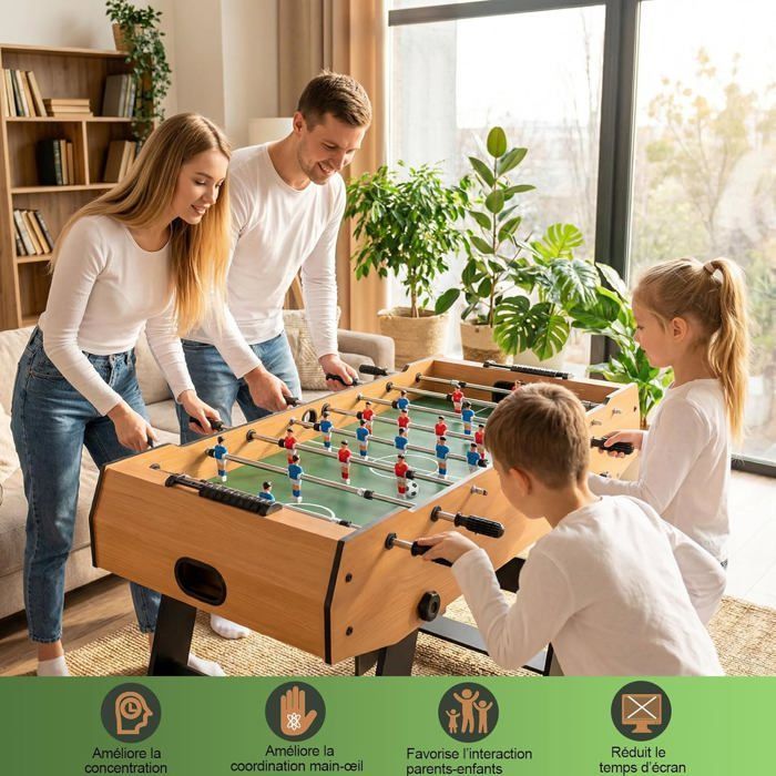 Pebolim HLC - pés dobráveis + haste telescópica - jogo de pebolim infantil - presente para bebês - 121*61*81cm