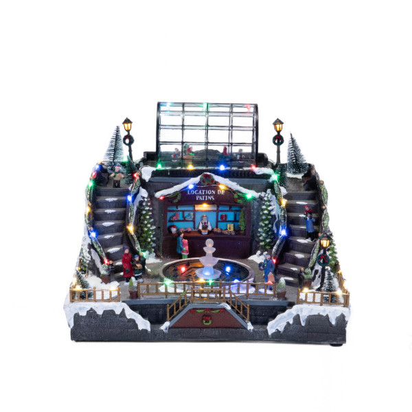 Dekoracja - scenka LED z lodowiskiem  32x41,5 cm