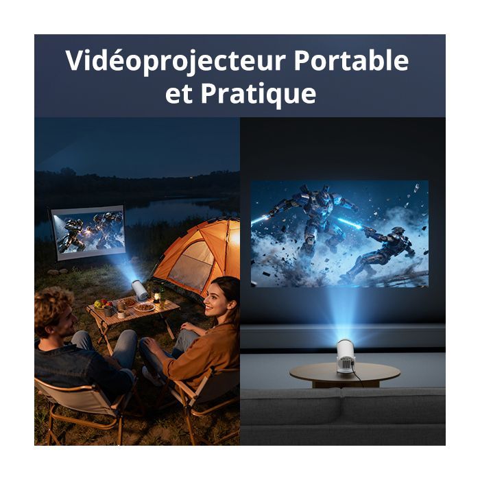 Il videoproiettore EKASN PRO supporta risoluzioni 1080P e 4K, livellamento automatico a 180°, Bluetooth 5.2, Wi-Fi 5G integrato e app Android certificate.