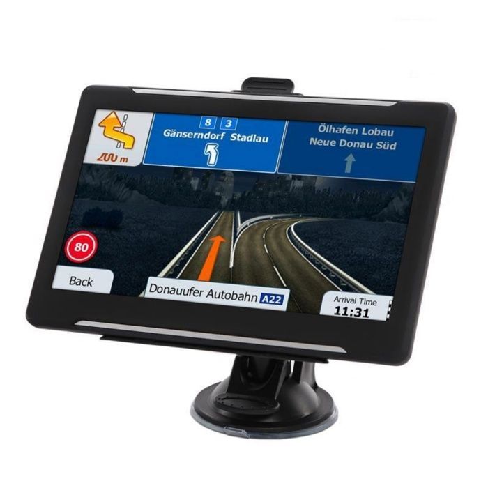 GPS para coche con pantalla táctil de 7 pulgadas, guía por voz, semáforos y soporte de adsorción, para coches, camiones y vehículos pesados.