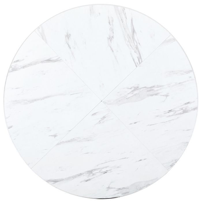 Table de Cuisine - Marbre Moderne - Pied Métal - Diamètre 100cm - Noir
