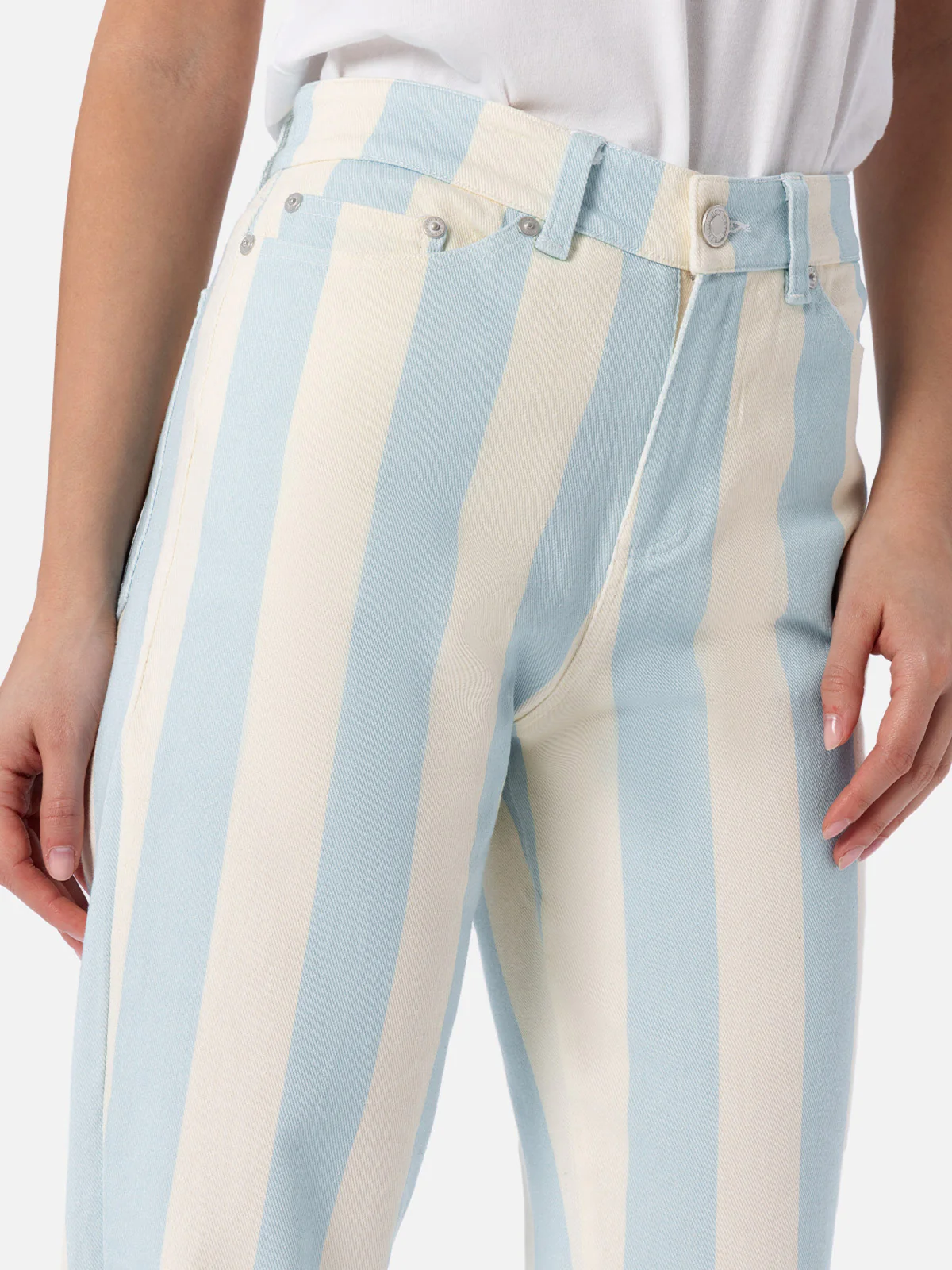 Belleville lichtblauwe gestreepte denim voor dames