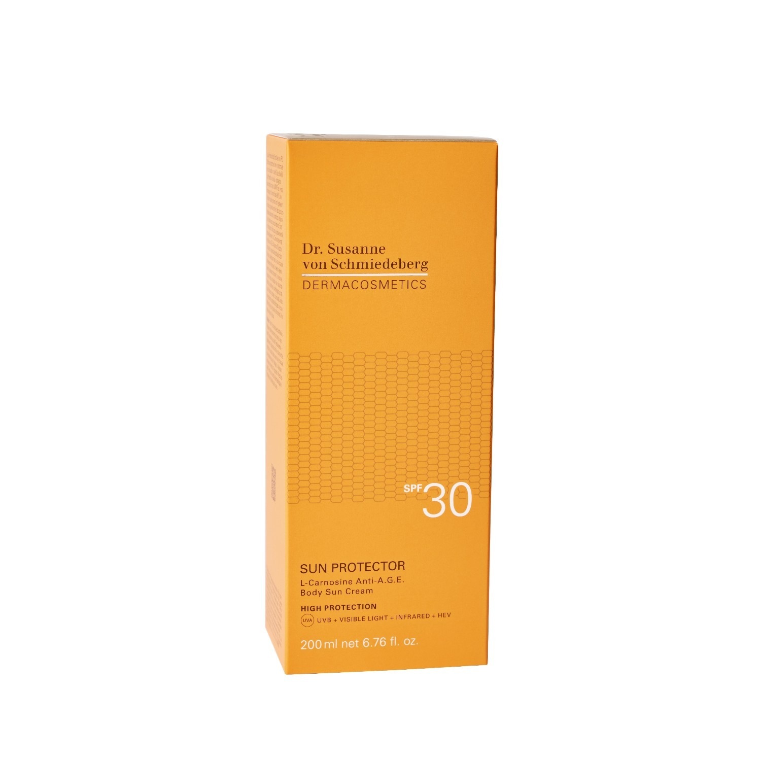 Dr. Susanne von Schmiedeberg Saules aizsargkrēms L-Carnosine Anti-AGE ķermeņa sauļošanās krēms – 200 ml