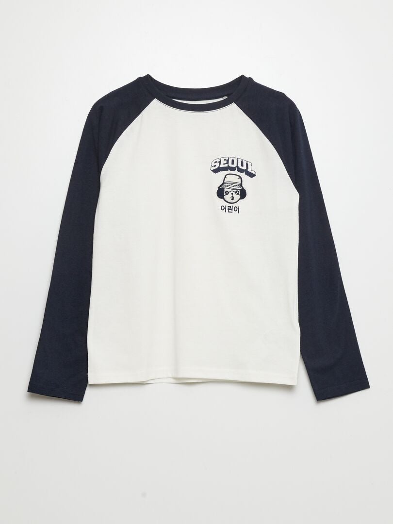 Camiseta de manga comprida 'Seul' - BRANCA