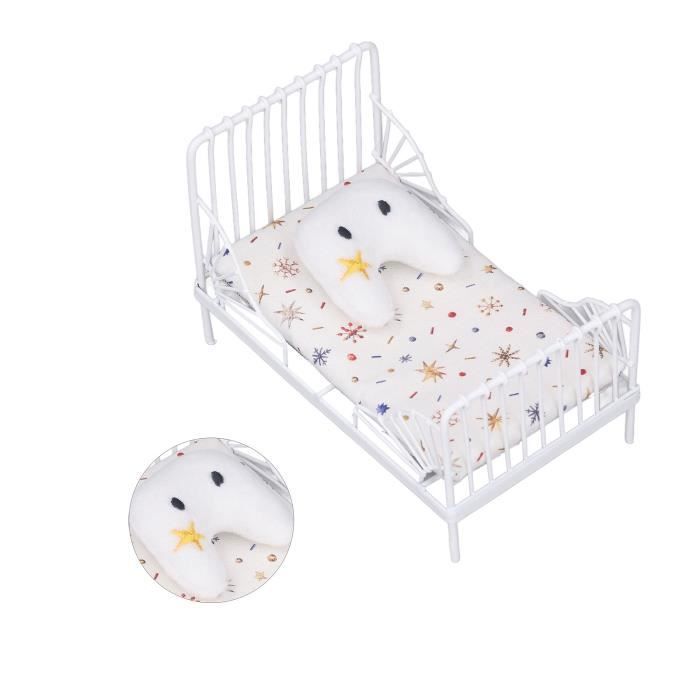 Dollhouse Bed - SALUTUYA - 1:12 Scale Miniature - Star Pattern - 3 Pieces - Easy Assembly