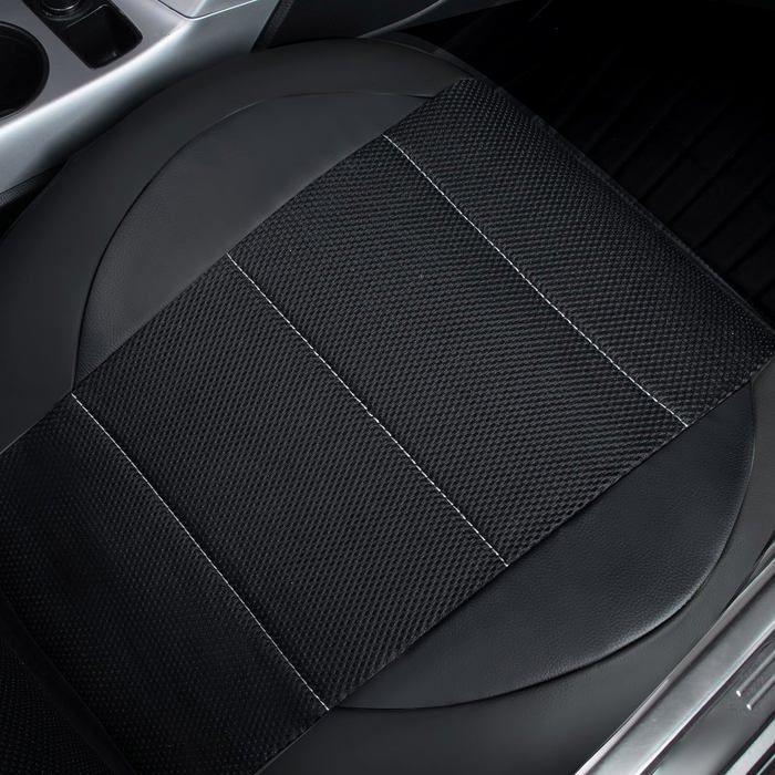 4-Piece Universal Car Seat Covers, Set of Breathable PU Leather Universal Car Seat Cushions, Black
