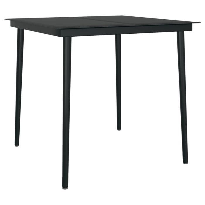 Ensemble à manger de jardin - BURKE - 3 pièces - Noir - Table 80x80x74 cm - Chaise 55x64x105 cm