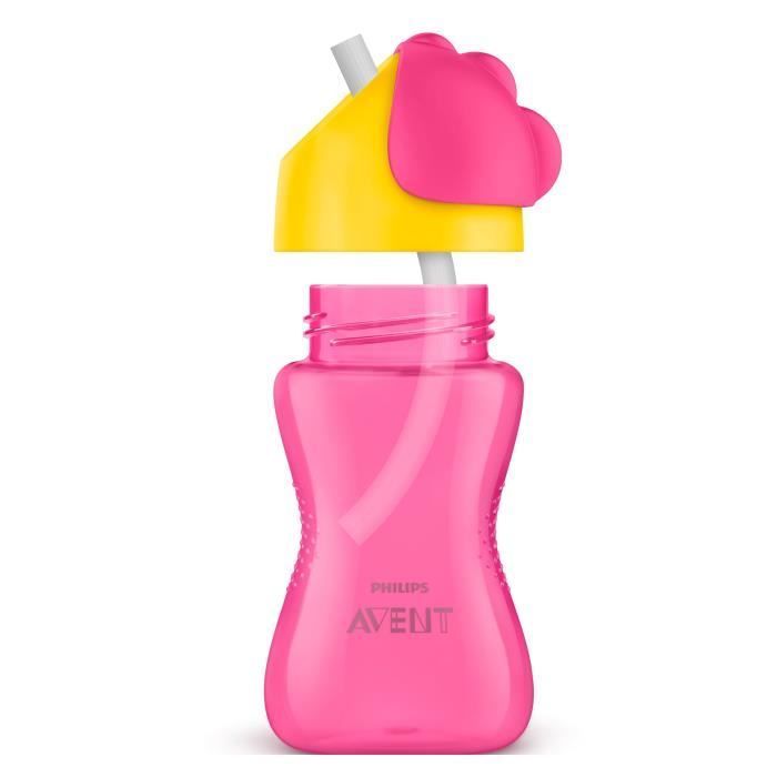 PHILIPS AVENT SCF798/02 Tazza con cannuccia da 300 ml, 12 mesi+, rosa/giallo