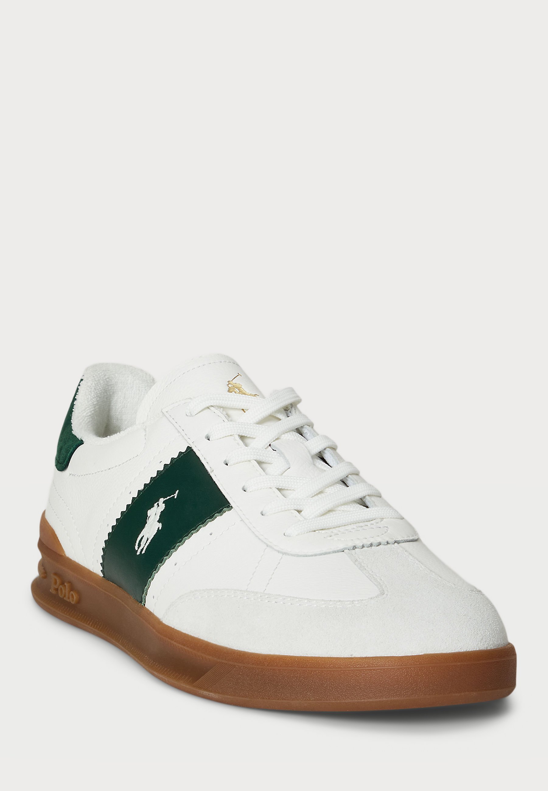 Baskets unisexes en cuir Polo Ralph Lauren HERITAGE AERA - blanc cassé/vert forêt