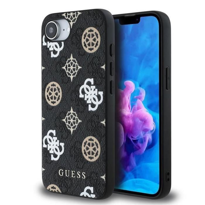 Funda Guess PU 4G Peony con MagSafe para iPhone 16e negra - GUHMPSE4P4PWPK