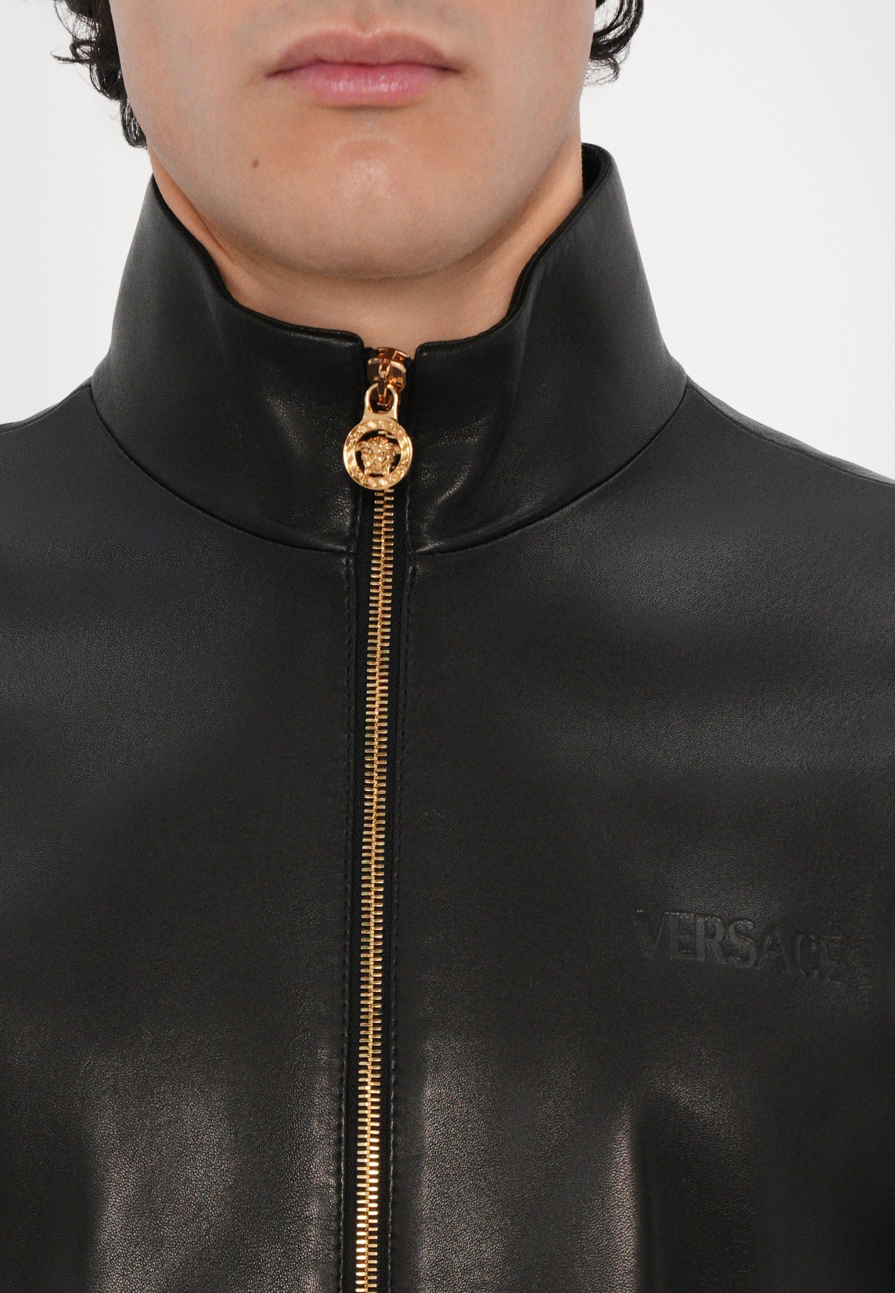 Versace BLOUSON - Veste en cuir - noire
