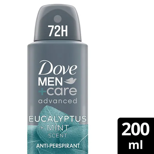 Desodorante antitranspirante Dove Men Advanced con eucalipto y menta, 200 ml.