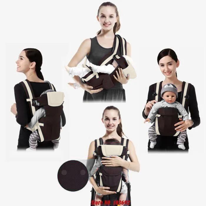 Portabebés ergonómico 4 en 1 para bebés de 0 a 24 meses con correa multifuncional ajustable - Marrón