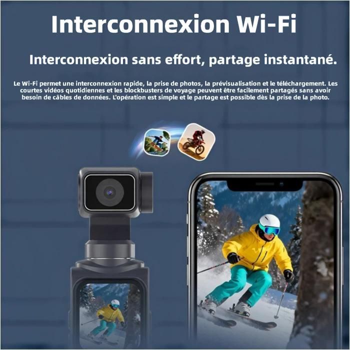 4K Action Camera - WiFi - Vlog Camera with Tripod - 1.72-inch HD Screen - 64 Megapixels - 330° Rotating Lens with Tracking - Black