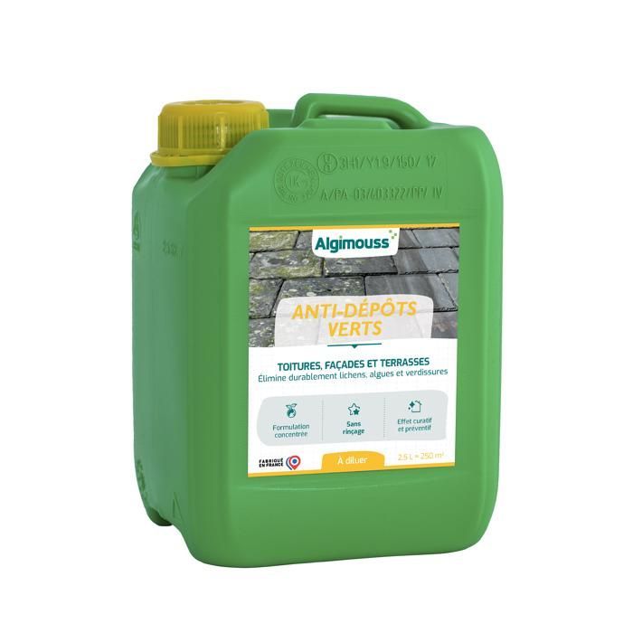 Tratamiento concentrado anti-verdor para diluir - Cubiertas, fachadas y terrazas - Envase de 2,5 L - 014102 Algimouss