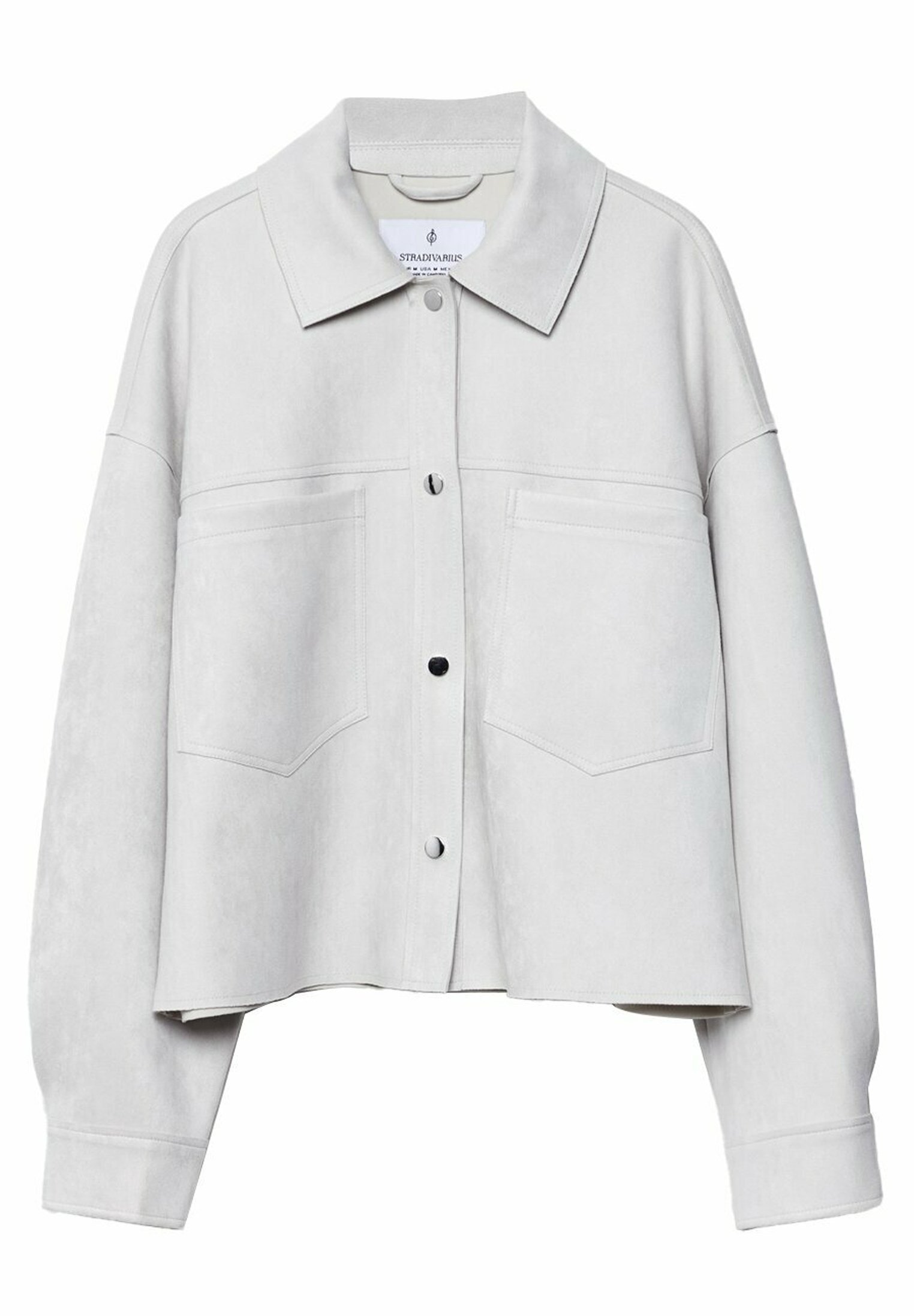 Jaqueta Stradivarius em couro sintético - branco-creme