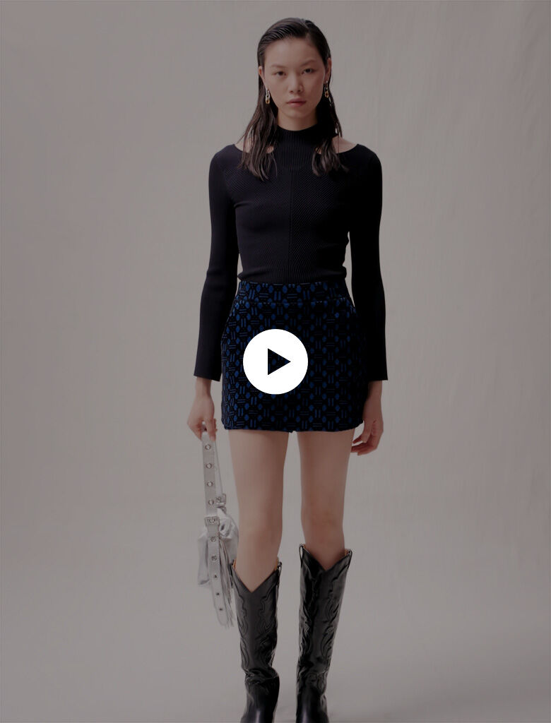 Jacquard fluwelen shorts - Blauw/zwart