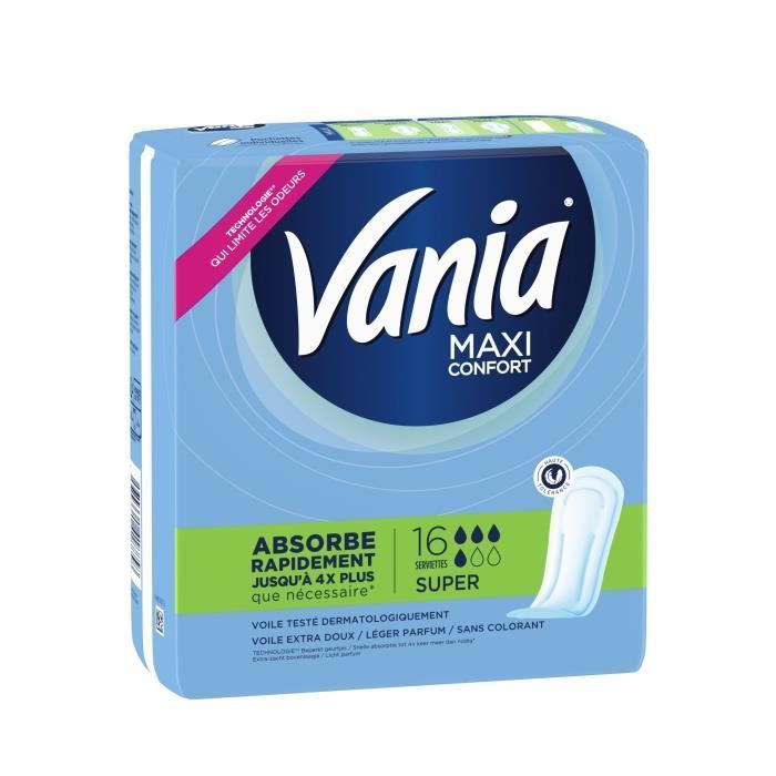 Vania Maxi Serviettes Périodiques Non Parfumé Super 16 protections