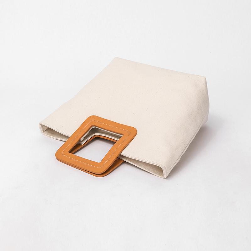 Nuovo stile autunnale, cestino per verdure portatile in tela e pelle, borsa capiente da donna