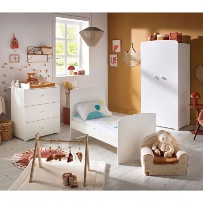 Cama convertible - 140x70cm - Babyprice Basic - Madera blanca