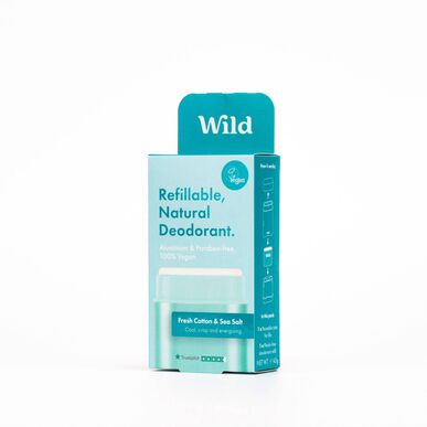 Wild täytettävä luonnollinen deodorantti Fresh puuvillarasia ja täyttöpakkaus Merisuola 40 g 40 g